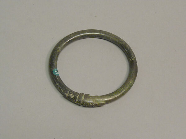 Solid Open Bangle with Decorated Ends