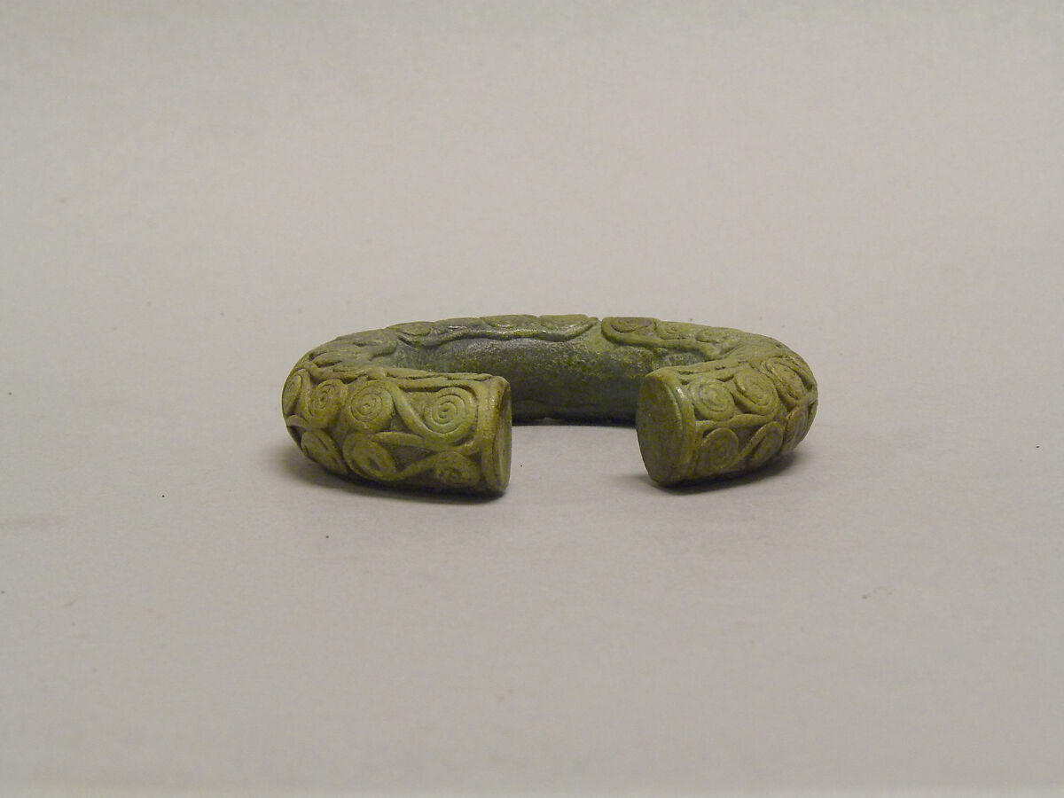 Solid Bangle with Applied "S" designs, Bronze, Vietnam