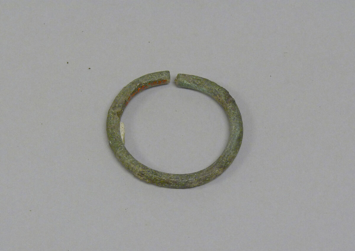 One from a Pair of Solid Undecorated Bangles, Bronze, Thailand 