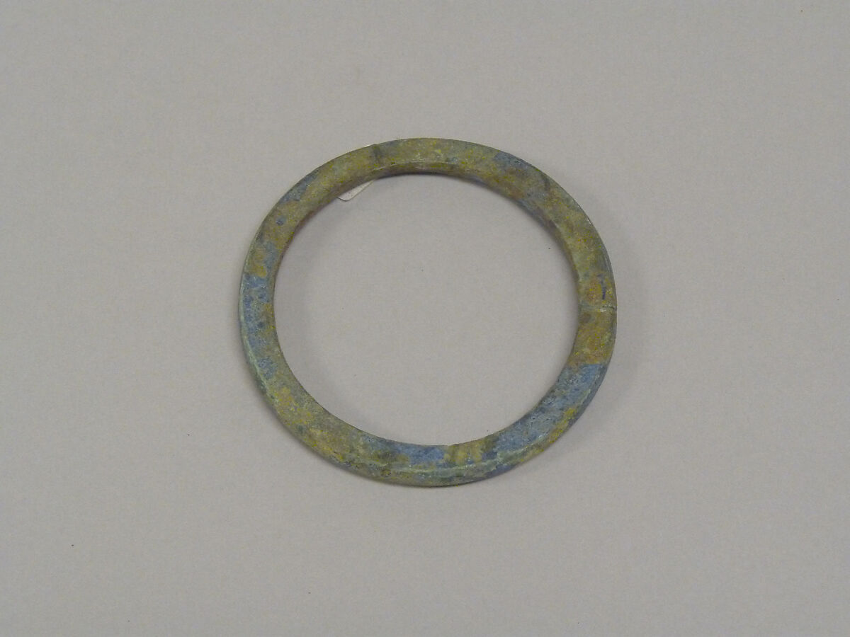 One from a Pair of Solid Undecorated Bangles with Flat Surface, Bronze, Thailand 