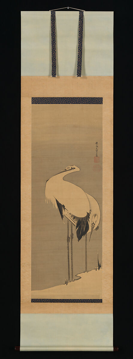 Two Cranes, Itō Jakuchū (Japanese, 1716–1800), Hanging scroll; ink on silk, Japan
