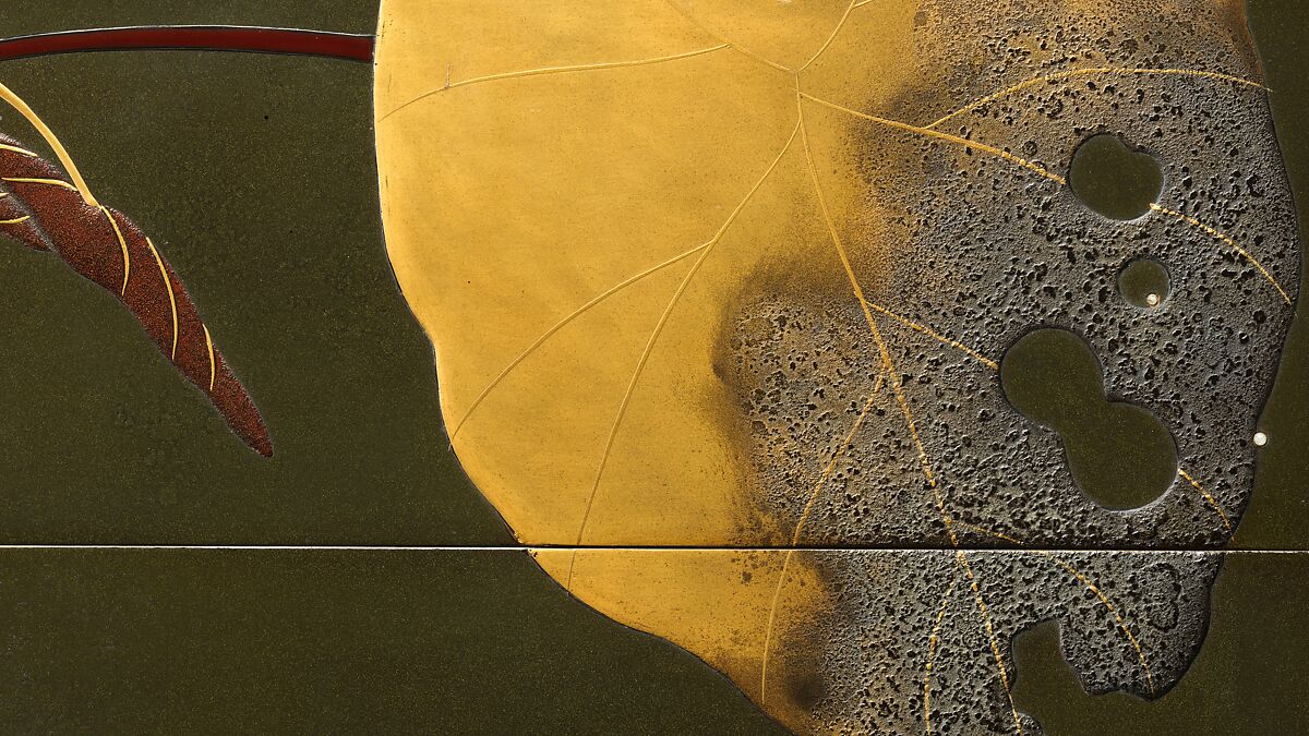Stacked Food Box (Jūbako) with Taro Plants and Chrysanthemums, Shibata Zeshin (Japanese, 1807–1891), Lacquered wood, gold and silver hiramaki-e, takamaki-e, and colored togidashimaki-e, Japan
