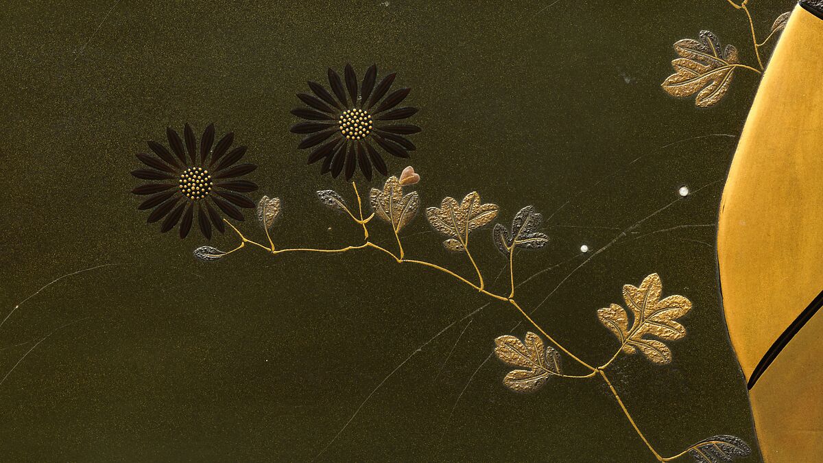 Stacked Food Box (Jūbako) with Taro Plants and Chrysanthemums, Shibata Zeshin (Japanese, 1807–1891), Lacquered wood, gold and silver hiramaki-e, takamaki-e, and colored togidashimaki-e, Japan