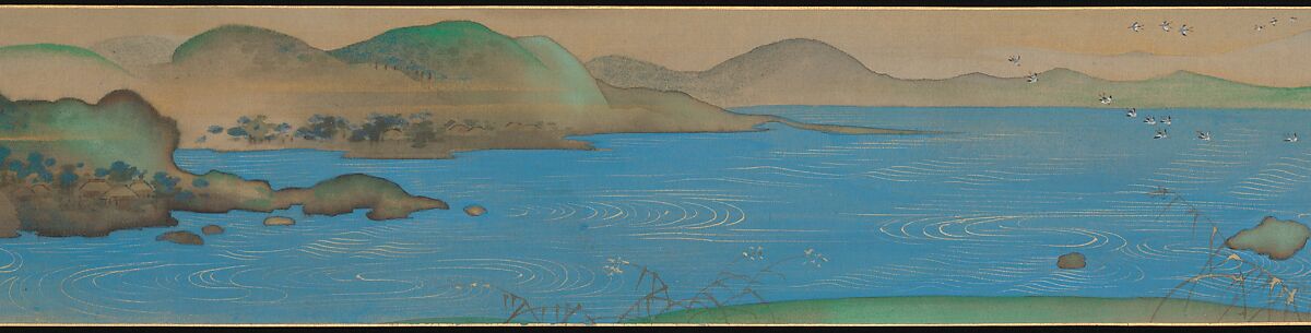 Six Jewel Rivers, Sakai Ōho (Japanese, 1808–1841), Six handscrolls; ink, color, and gold on silk, Japan