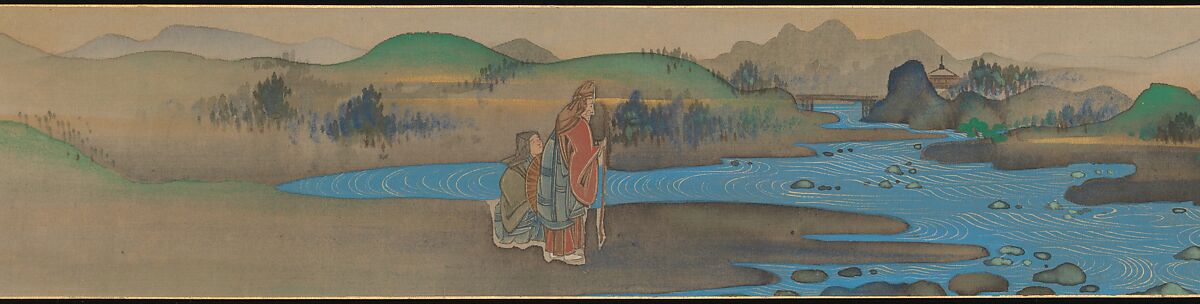 Six Jewel Rivers, Sakai Ōho (Japanese, 1808–1841), Six handscrolls; ink, color, and gold on silk, Japan