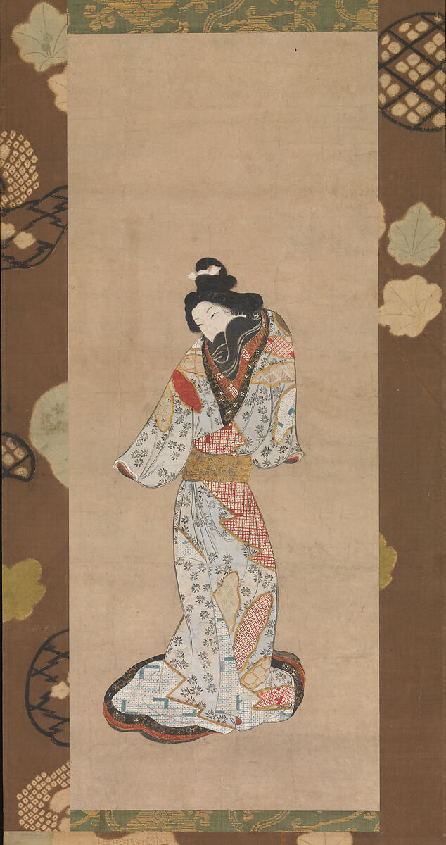 Beauty of the Kanbun Era, Hanging scroll; ink, color, and gold on paper, Japan 