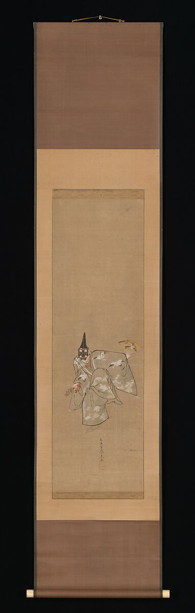 The Auspicious Noh Dance "Okina", Toriyama Sekien (Japanese, 1712–1788), Triptych of hanging scrolls; ink, color, and gold on paper, Japan