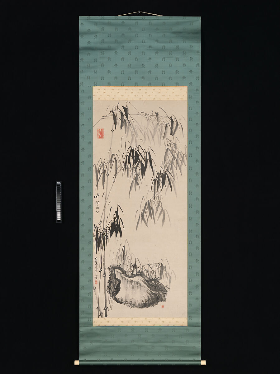 Window onto Bamboo on a Rainy Day, Gion Nankai (Japanese, 1677–1751), Hanging scroll; ink on paper, Japan