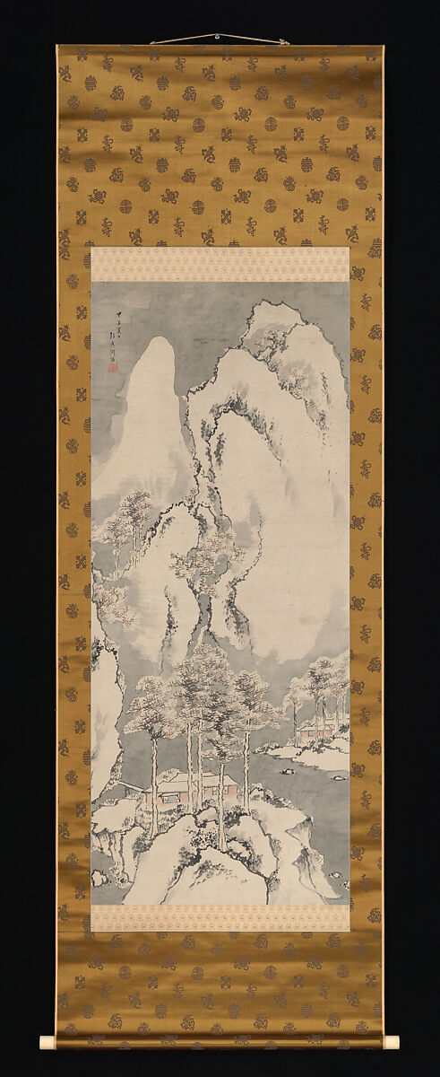 Snowy Landscape, Sakaki Hyakusen (Japanese, 1697–1752), Hanging scroll; ink and color on paper, Japan