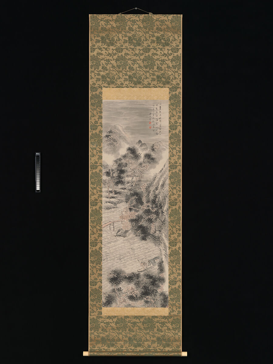 Rainstorm over a River Village, Tanomura Chikuden (Japanese, 1777–1835), Hanging scroll; ink and color on paper, Japan