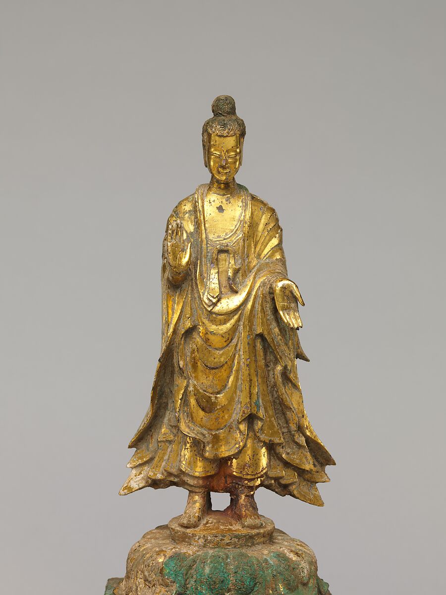 Buddha Maitreya (Mile) altarpiece, Gilt bronze, China