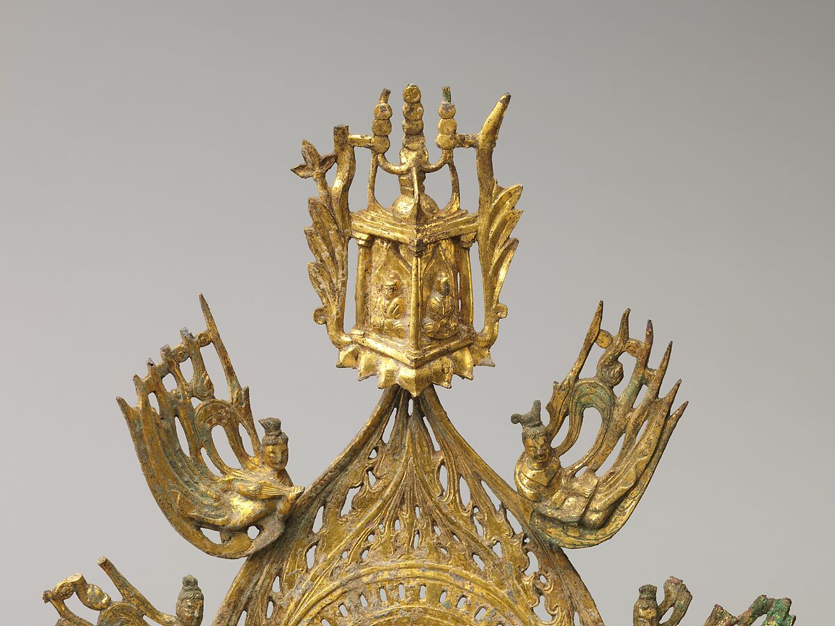 Buddha Maitreya (Mile) altarpiece, Gilt bronze, China