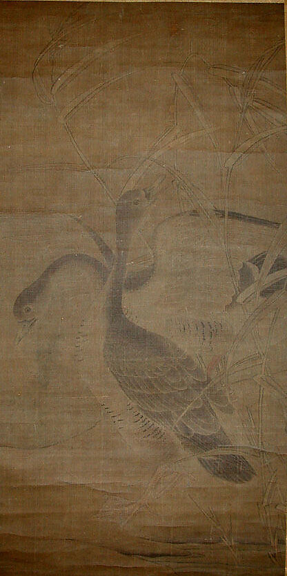 Geese, Unidentified artist, Hanging scroll; ink on silk, China 