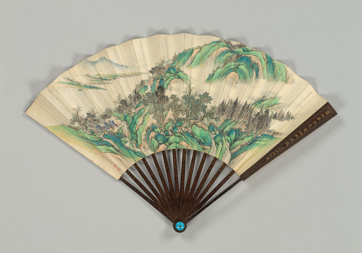 Fan, Unidentified artist, Paper and cedarwood, China 