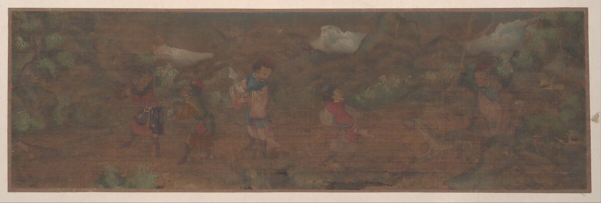 Landscape Painting of Figure in Woodland Setting, Unidentified artist, Album leaf; color on silk, China 