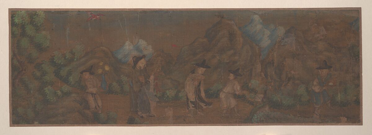 Landscape Painting of Figure in Woodland Setting, Unidentified artist, Album leaf; color on silk, China 