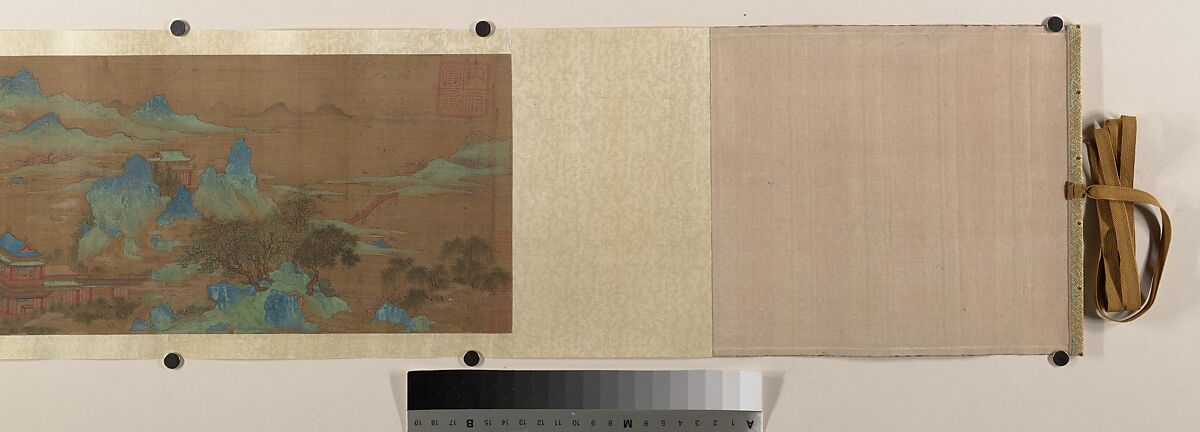 Spring Morning at the Palace of the Han Emperors, Unidentified artist (17th century), fake signature of Zhao Boju (died ca. 1162), Handscroll; ink and color on silk, China