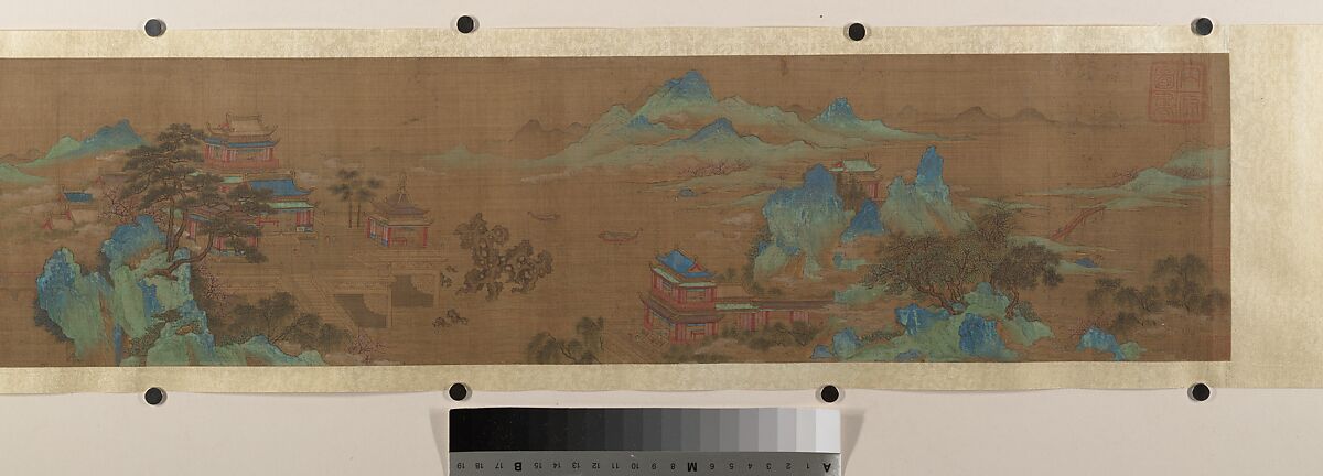 Spring Morning at the Palace of the Han Emperors, Unidentified artist (17th century), fake signature of Zhao Boju (died ca. 1162), Handscroll; ink and color on silk, China