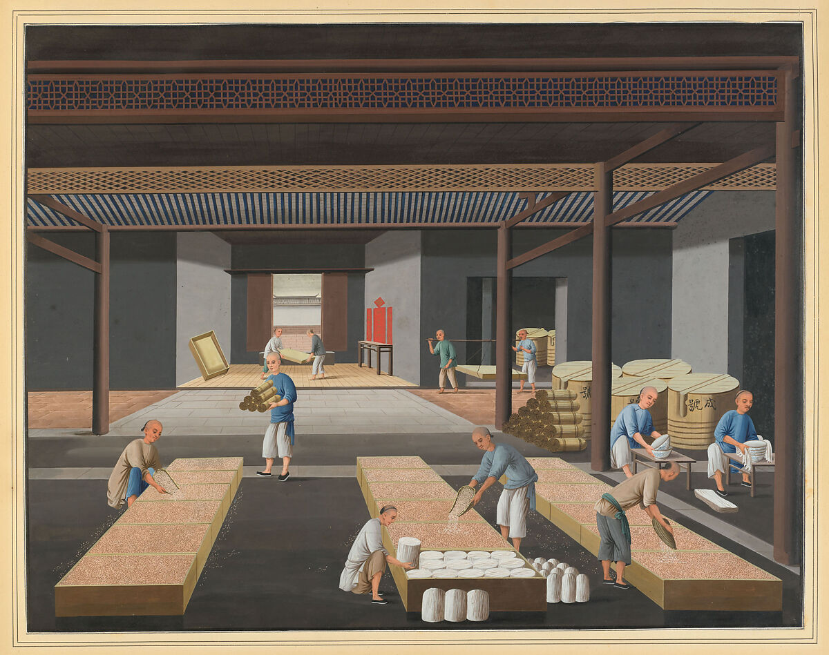 Packing Porcelain in Canton for Shipment to the West, Unidentified artist Chinese, 19th century, Watercolor on paper, China