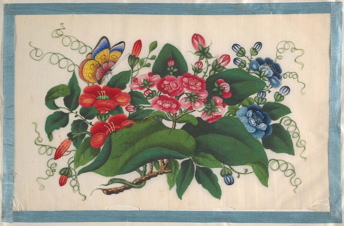 Album Containing Twelve Paintings of Flowers, Unidentified artist, Album of twelve leaves; color on pith paper, China