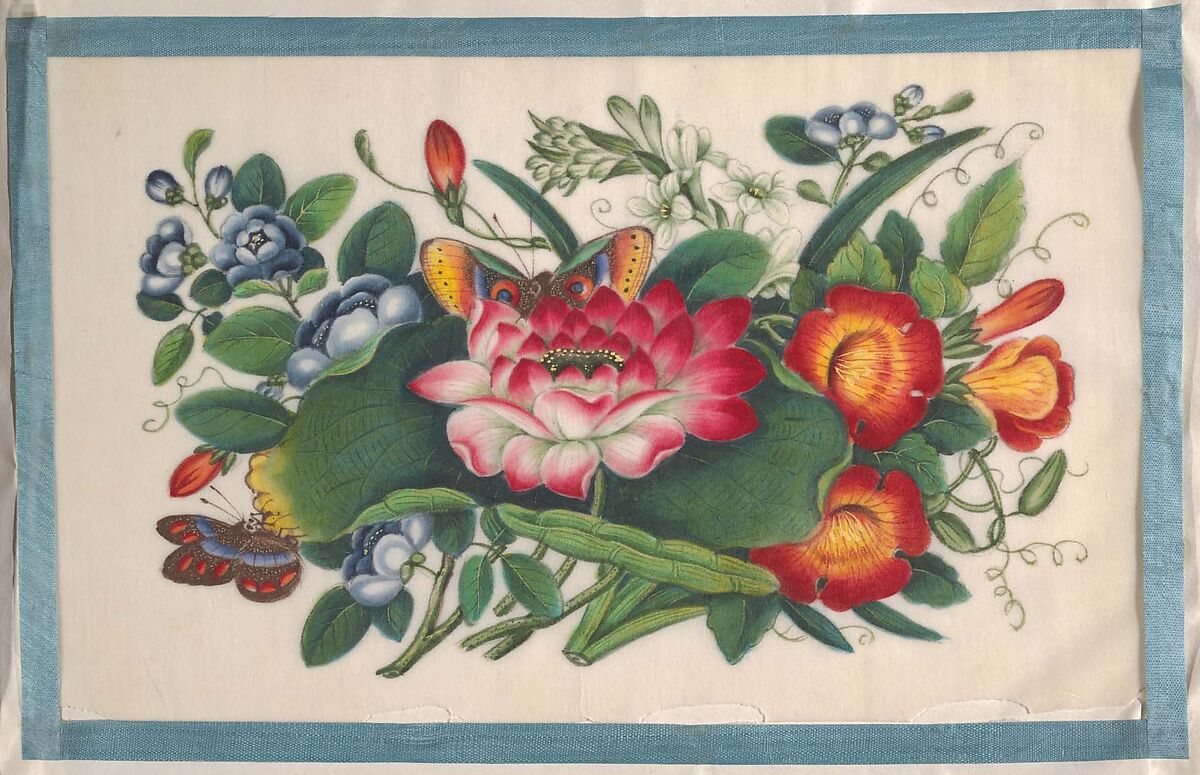 Album Containing Twelve Paintings of Flowers, Unidentified artist, Album of twelve leaves; color on pith paper, China