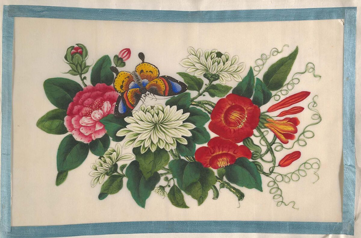 Album Containing Twelve Paintings of Flowers, Unidentified artist, Album of twelve leaves; color on pith paper, China