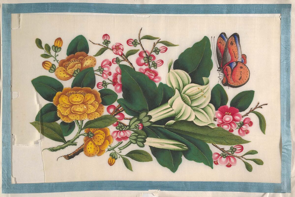 Album Containing Twelve Paintings of Flowers, Unidentified artist, Album of twelve leaves; color on pith paper, China