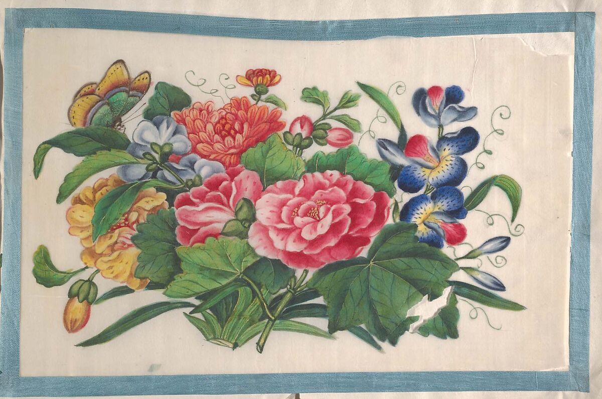 Album Containing Twelve Paintings of Flowers, Unidentified artist, Album of twelve leaves; color on pith paper, China