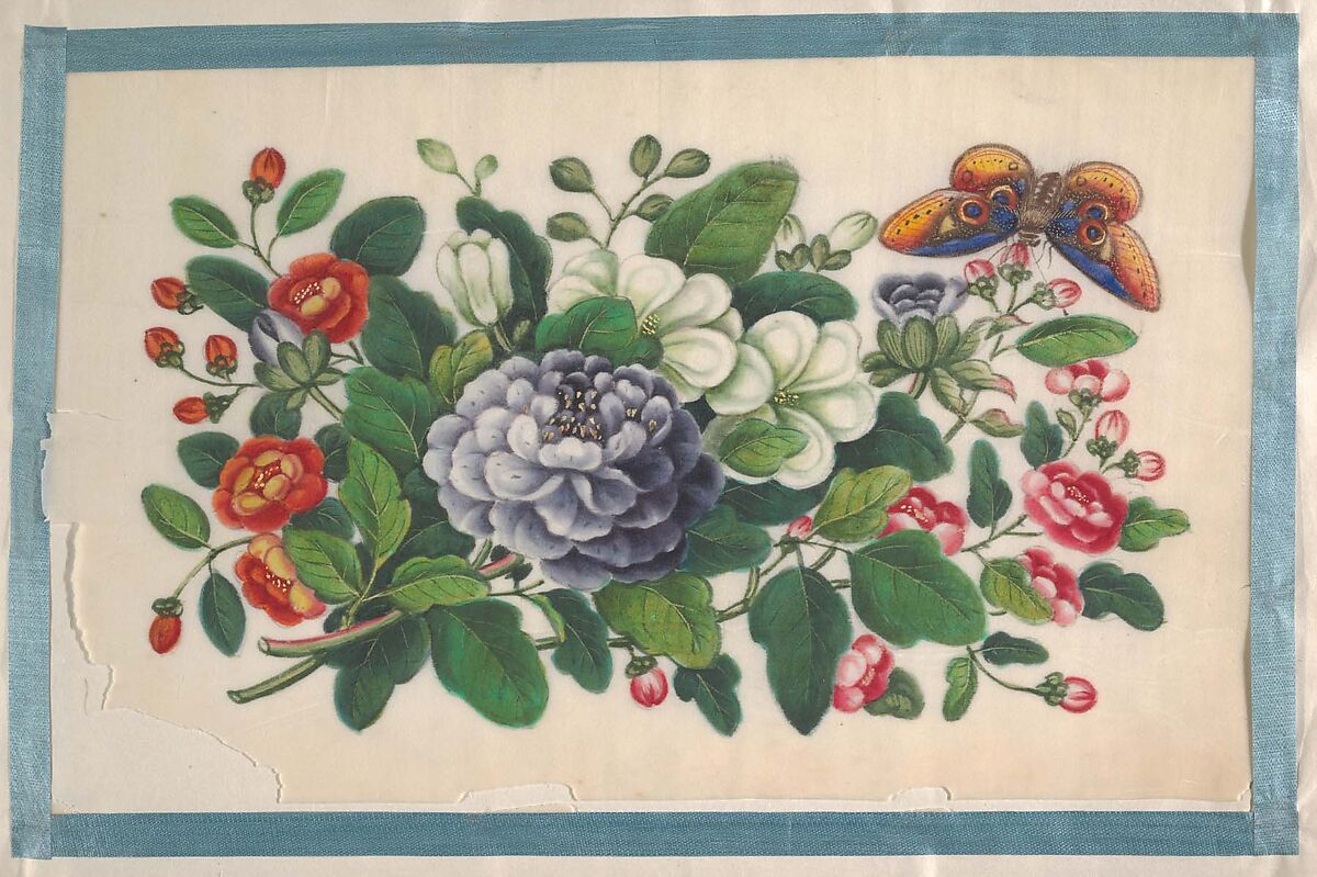 Album Containing Twelve Paintings of Flowers, Unidentified artist, Album of twelve leaves; color on pith paper, China