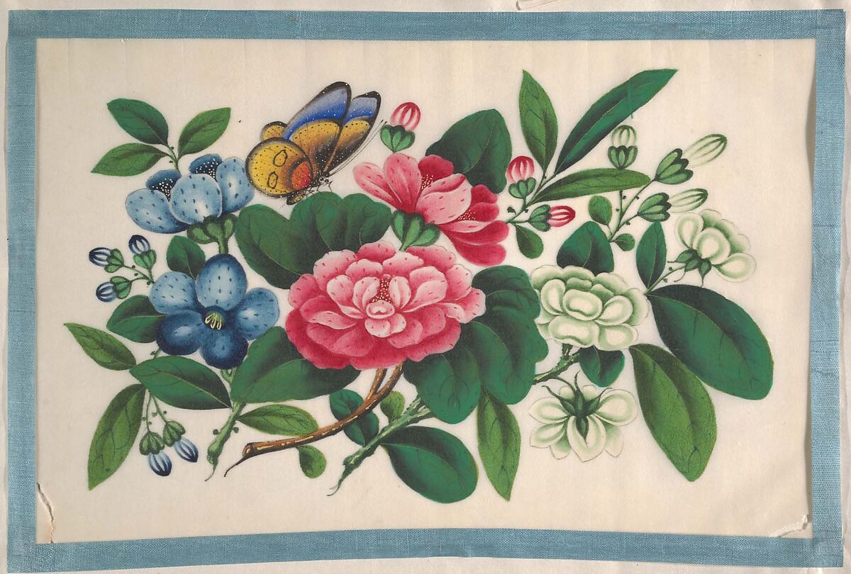 Album Containing Twelve Paintings of Flowers, Unidentified artist, Album of twelve leaves; color on pith paper, China