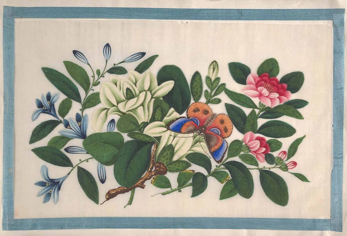 Album Containing Twelve Paintings of Flowers, Unidentified artist, Album of twelve leaves; color on pith paper, China