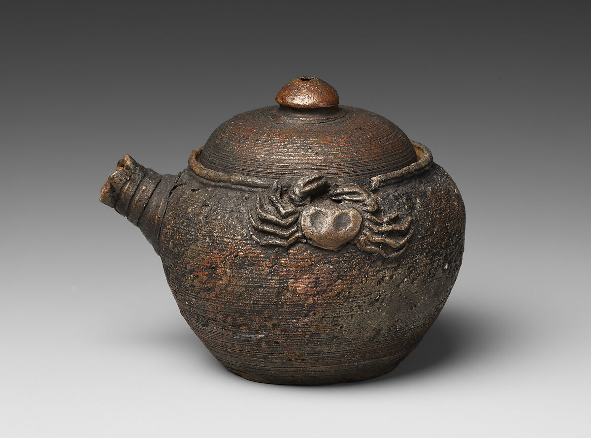 Teapot, Pottery with thin glaze (Kyoto ware), Japan