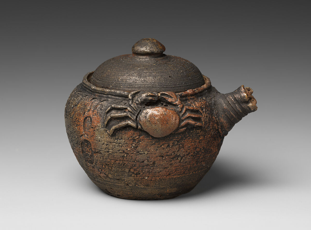 Teapot, Pottery with thin glaze (Kyoto ware), Japan 