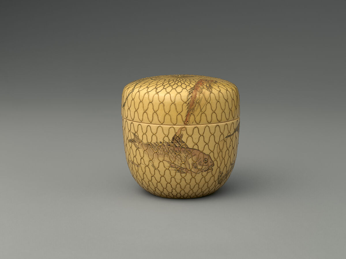 Tea Caddy (Natsume), Stoneware with polychrome overglaze enamels and gold, Japan