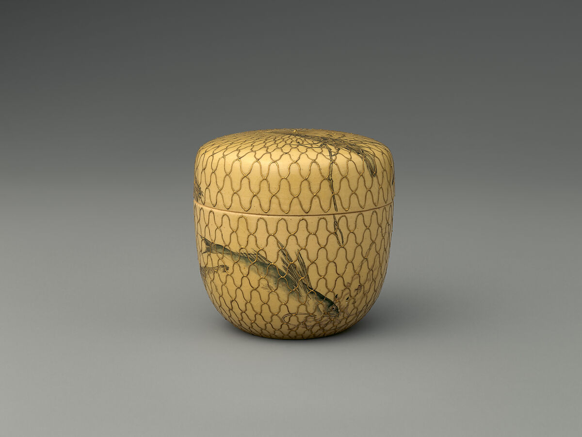 Tea Caddy (Natsume), Stoneware with polychrome overglaze enamels and gold, Japan