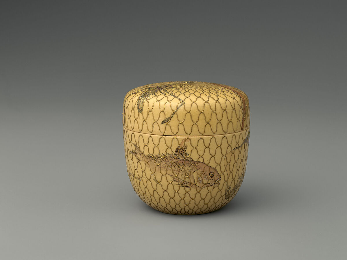 Tea Caddy (Natsume), Stoneware with polychrome overglaze enamels and gold, Japan