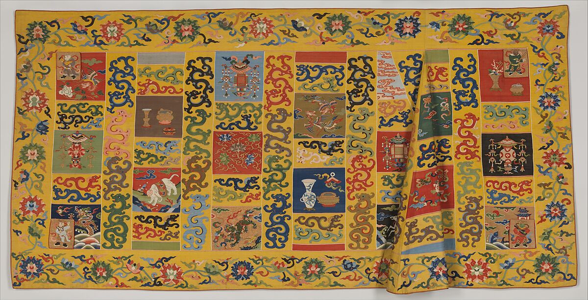 Theatrical Costume for the Role of a Buddhist Cleric, Silk, metallic-thread and feather tapestry (kesi), China 