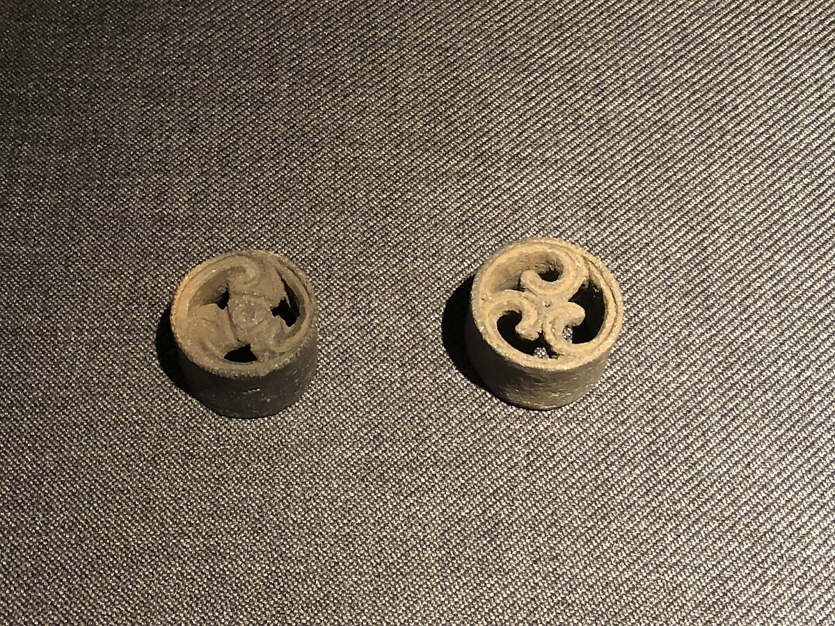 Plug-Shaped Ear Ornaments, Earthenware, Japan