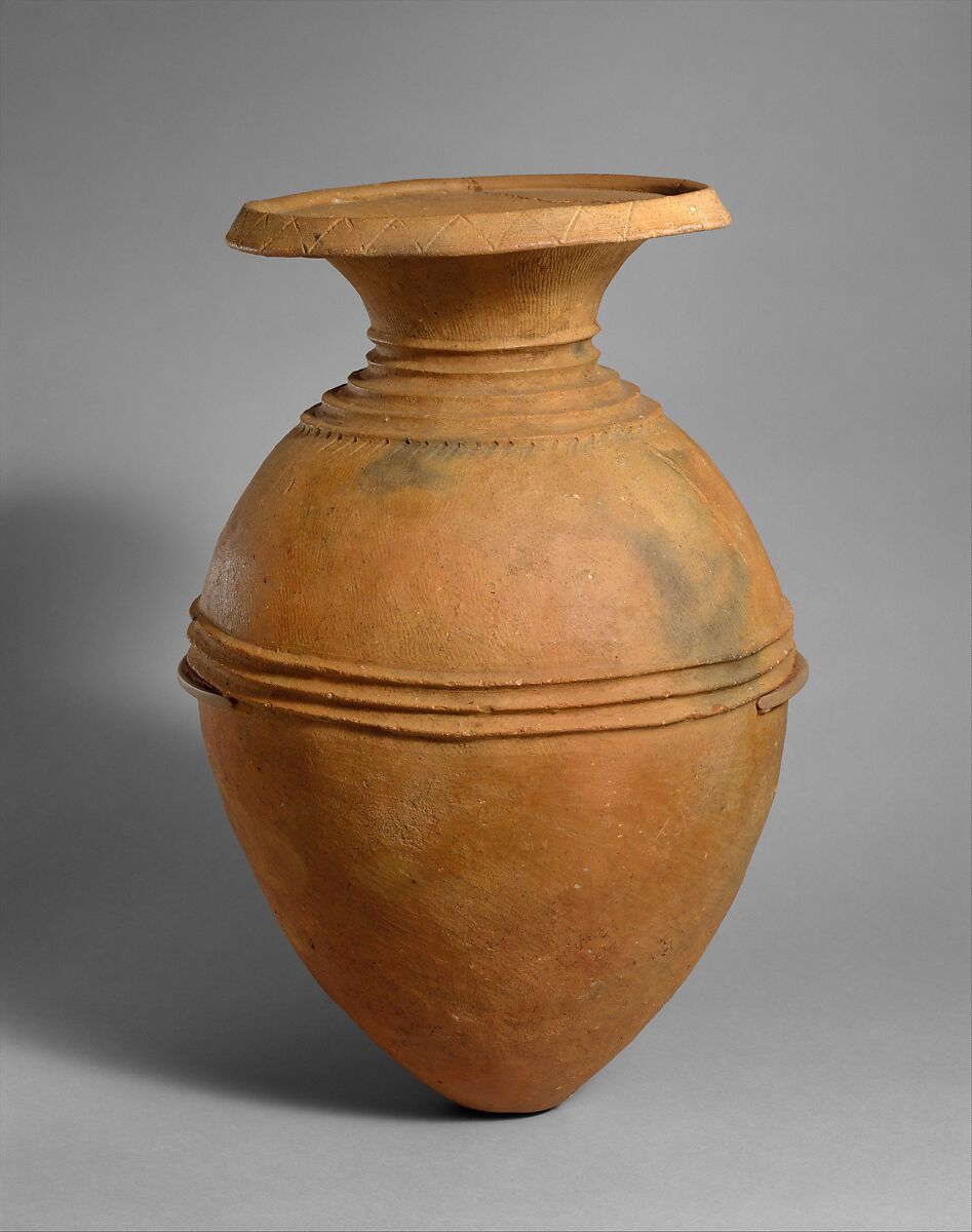 Storage jar, Earthenware with applique, Japan 