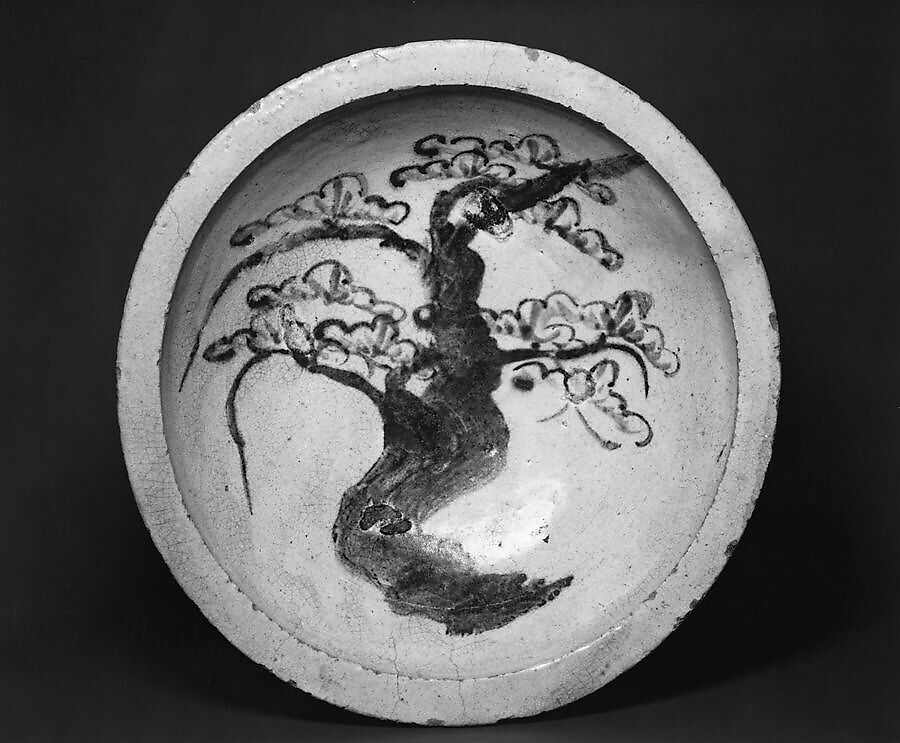 Ishizara Plate with Design of Pine Tree, Stoneware (Seto ware), Japan 