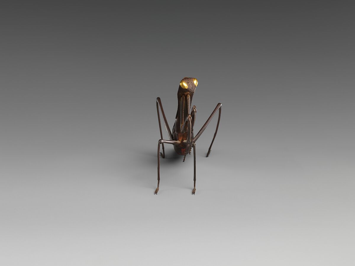 Incense Burner in Form of a Praying Mantis, Iron, gold, lining of silver, Japan