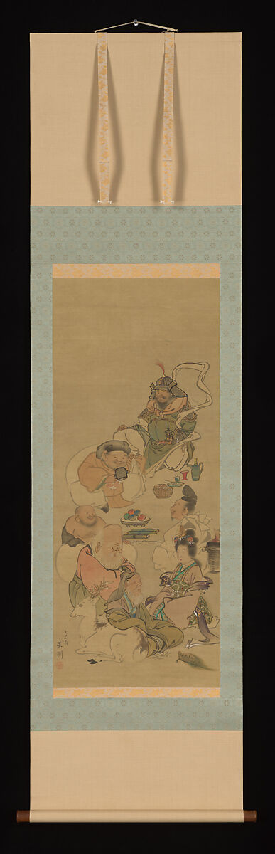 Seven Gods of Good Fortune, Nagasawa Roshū (Japanese, 1767–1847), Hanging scroll; ink and color on silk, Japan