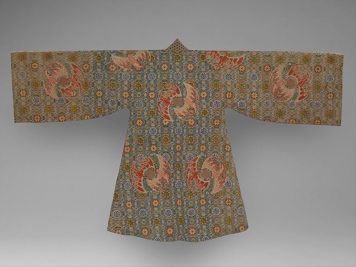 Theatrical Robe for a Male Role, Silk florentine stitch embroidery on silk gauze, China