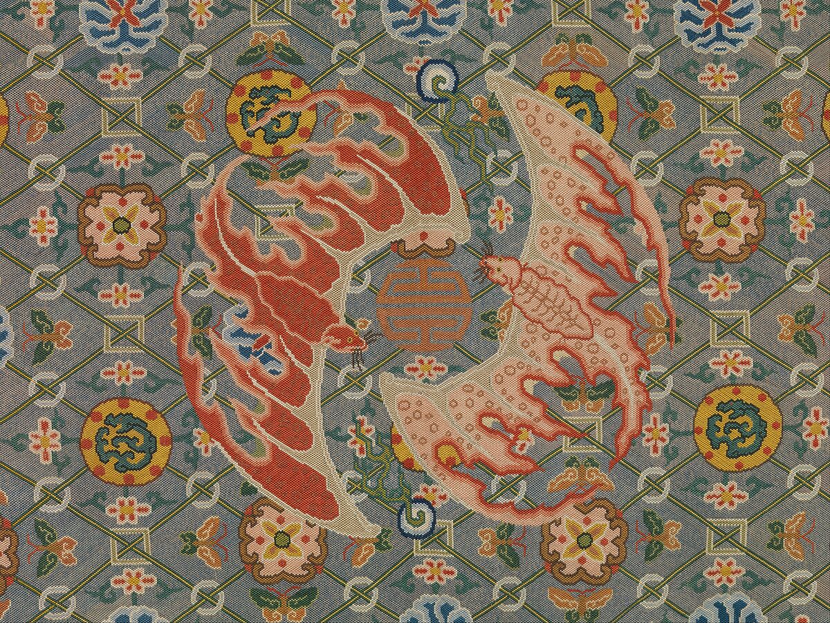 Theatrical Robe for a Male Role, Silk florentine stitch embroidery on silk gauze, China