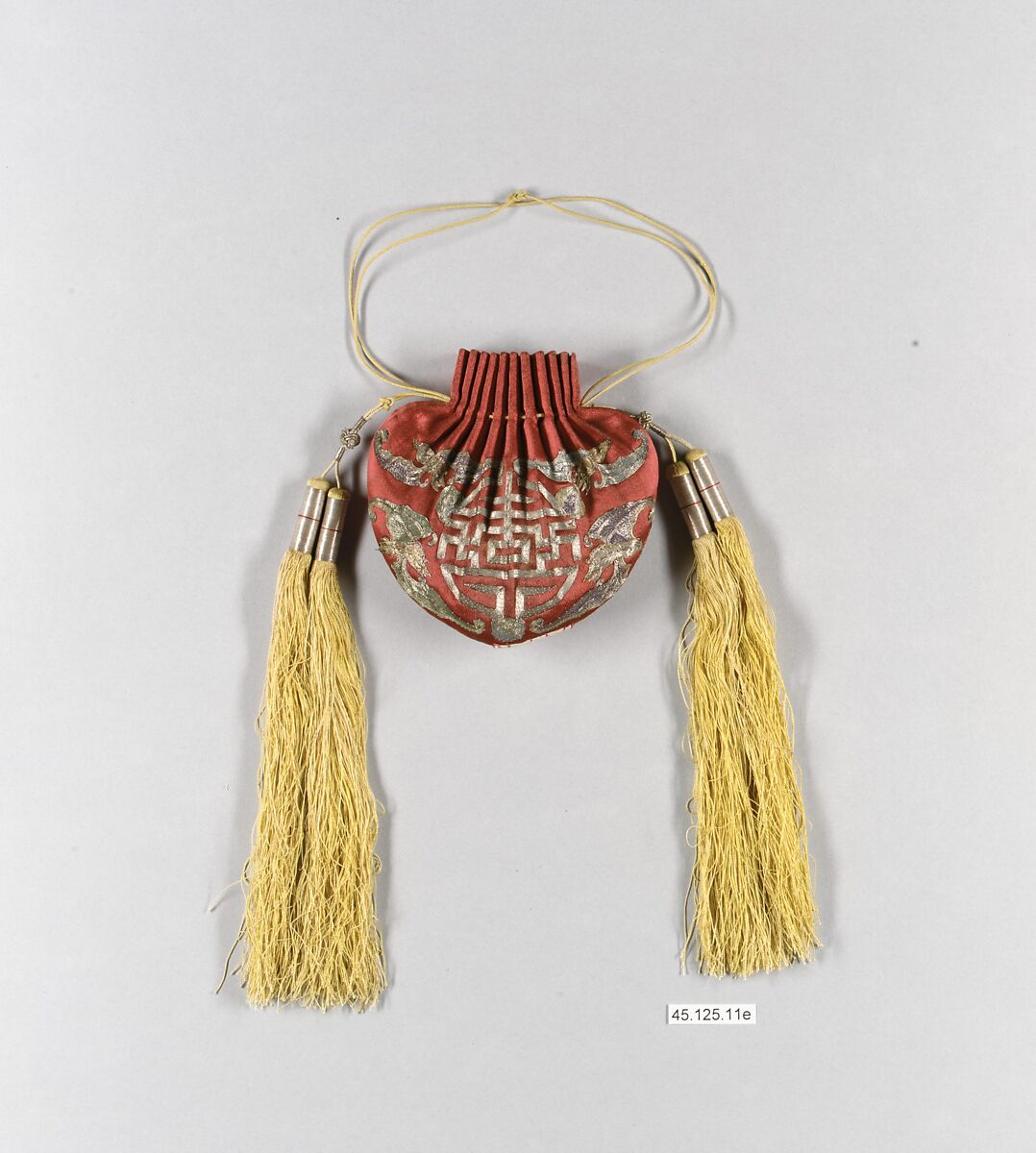 Girdle Set with Bats and the Character for Longevity (Shou), Silk, metallic thread, glass(?), China