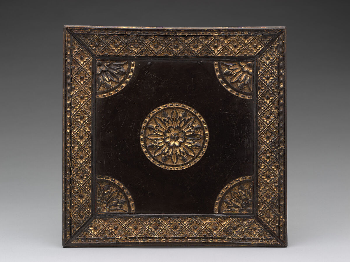 Square Tray, Black and gold lacquer; Kamakura bori, Japan 