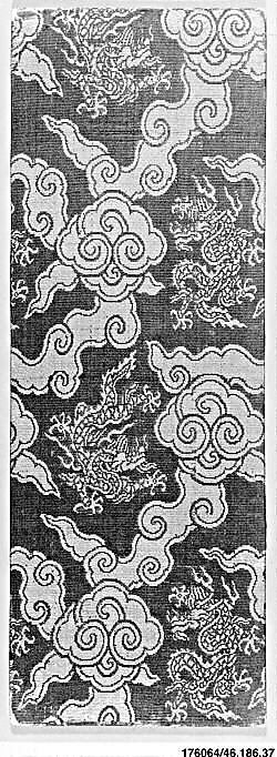 Sutra cover with dragons amid clouds, Complex gauze weave in silk with supplementary weft patterning, China 