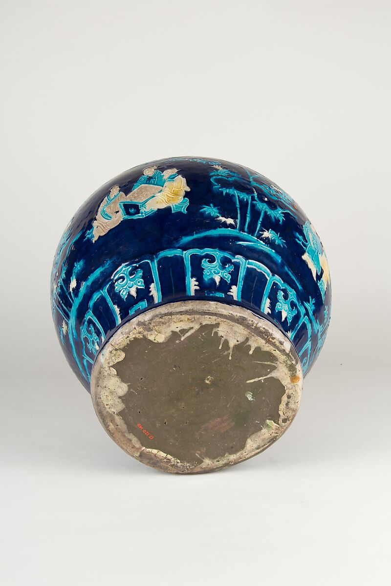 Jar with scholars, Stoneware with raised slip and polychrome enamels (Fahua ware), China