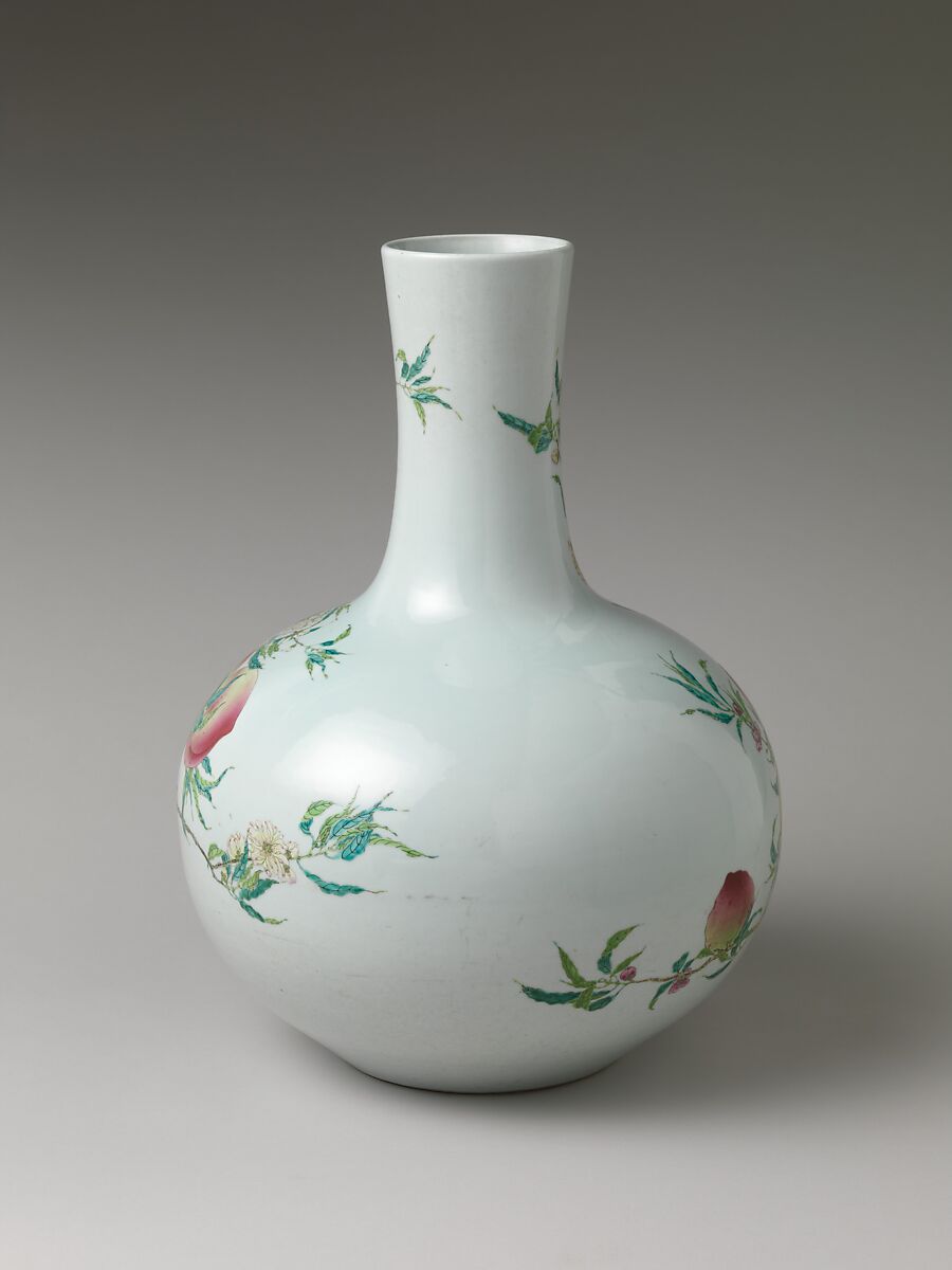 Vase with nine peaches, Porcelain painted in overglaze enamels (Jingdezhen ware), China