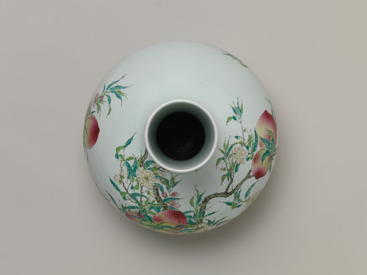 Vase with nine peaches, Porcelain painted in overglaze enamels (Jingdezhen ware), China